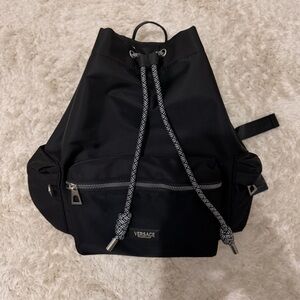⚡️Versace Black and White Braided Drawstring Nylon Pouch⚡️